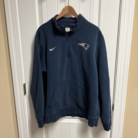 Rare New England Patriots Nike Onfield Navy 1/4 Zip Jacket Men’s Size XL - Picture 1 of 4